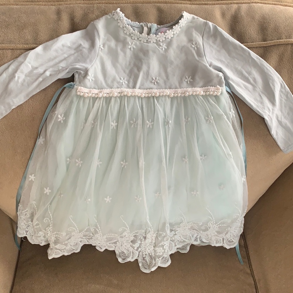 🌻Mint Green Dress with Pearls Tulle